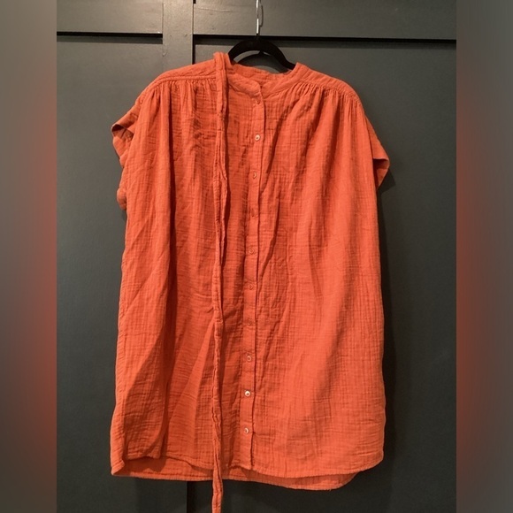 ARITZIA WILFRED free Tahoe copper red  organic cotton gauze Tie Mini dress S - Picture 5 of 11